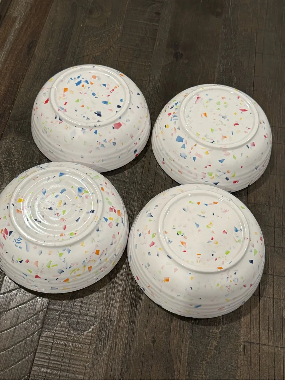 Nautica Set of 4 Home White Confetti Colorful Pattern Melamine Bowls New